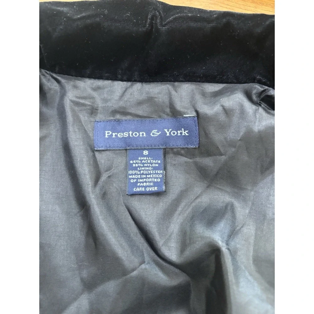 Preston And York Velour Black Blazer Jacket Sz 8 Academia‎